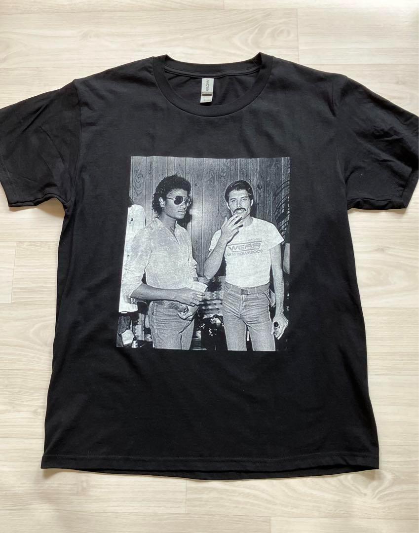 【未使用品】 マイケル・ジャクソン　＆　フレディ・マーキュリー 2ショット　フォト Tシャツ　美品 L クイーン　ＱUEEN