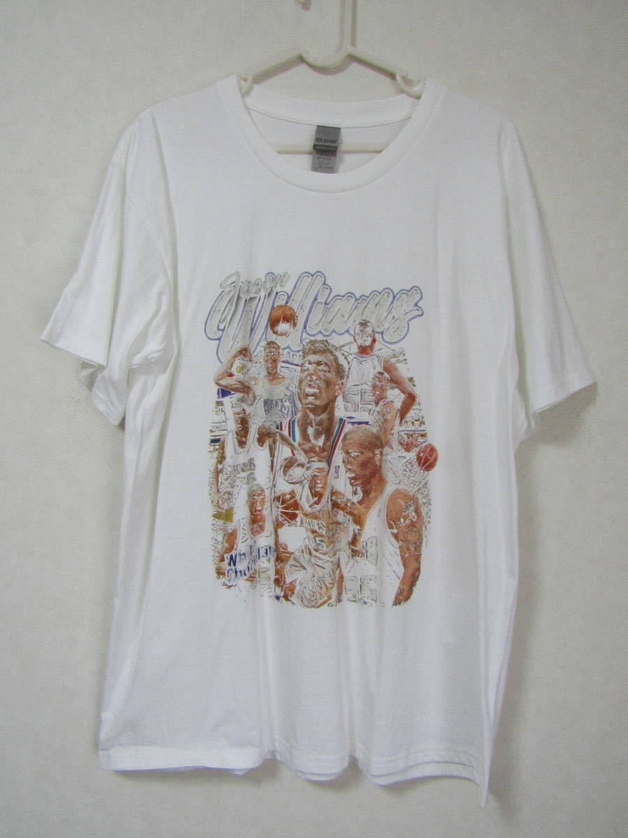 【未使用品】 NBA WILLIAMS ＃55 ジェイソン・ウィリアムス KINGS サクラメント・キングス コントラスト Tシャツ ユニフォーム　L　白