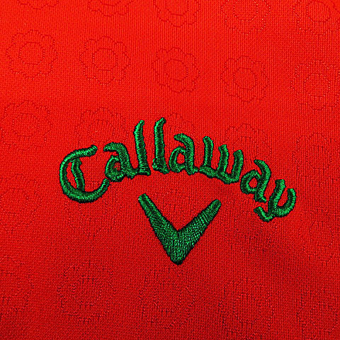 【美品・即決】CALLAWAY キャロウェイ 半袖ポロシャツ 花柄 レッド系 サイズL メンズ ゴルフウェア [C1108]_画像4