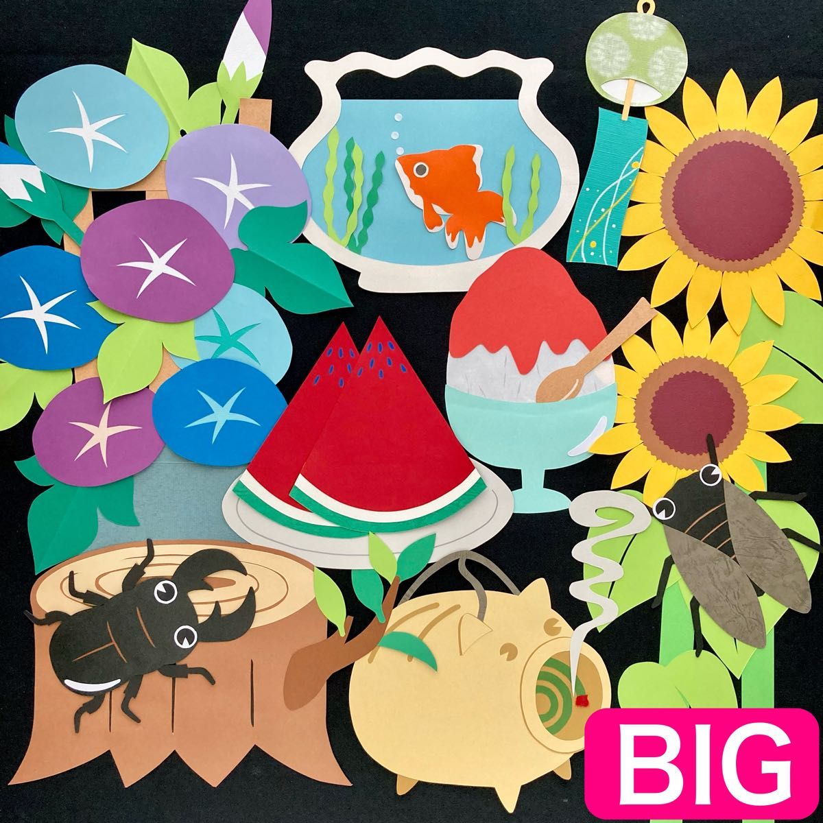 ハンカチシアター　５枚セット　➕夏壁面 春夏秋冬の壁面セット