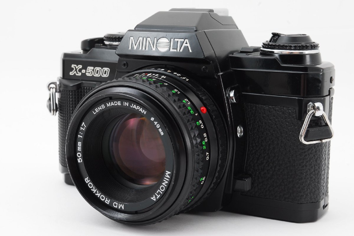 Minolta X-500 35mmフィルムカメラ + MD rokkor 50mm F/1.7 レンズセット [美品] ストラップ付き #7546