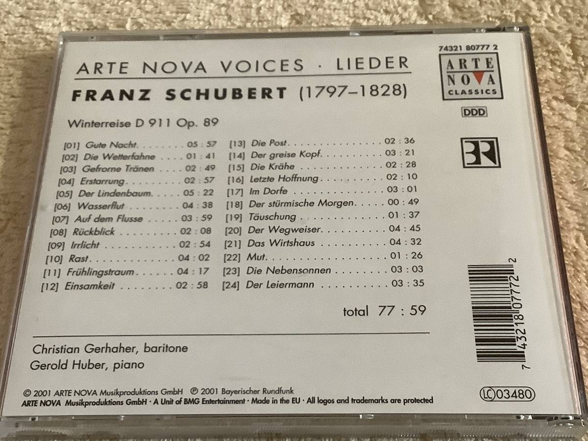 a 輸入盤 シューベルト Franz Schubert・Winterreise D 911 / クリスティアン・ゲルハーヘル ゲロルト・フーバー / 74321 80777 2_画像2