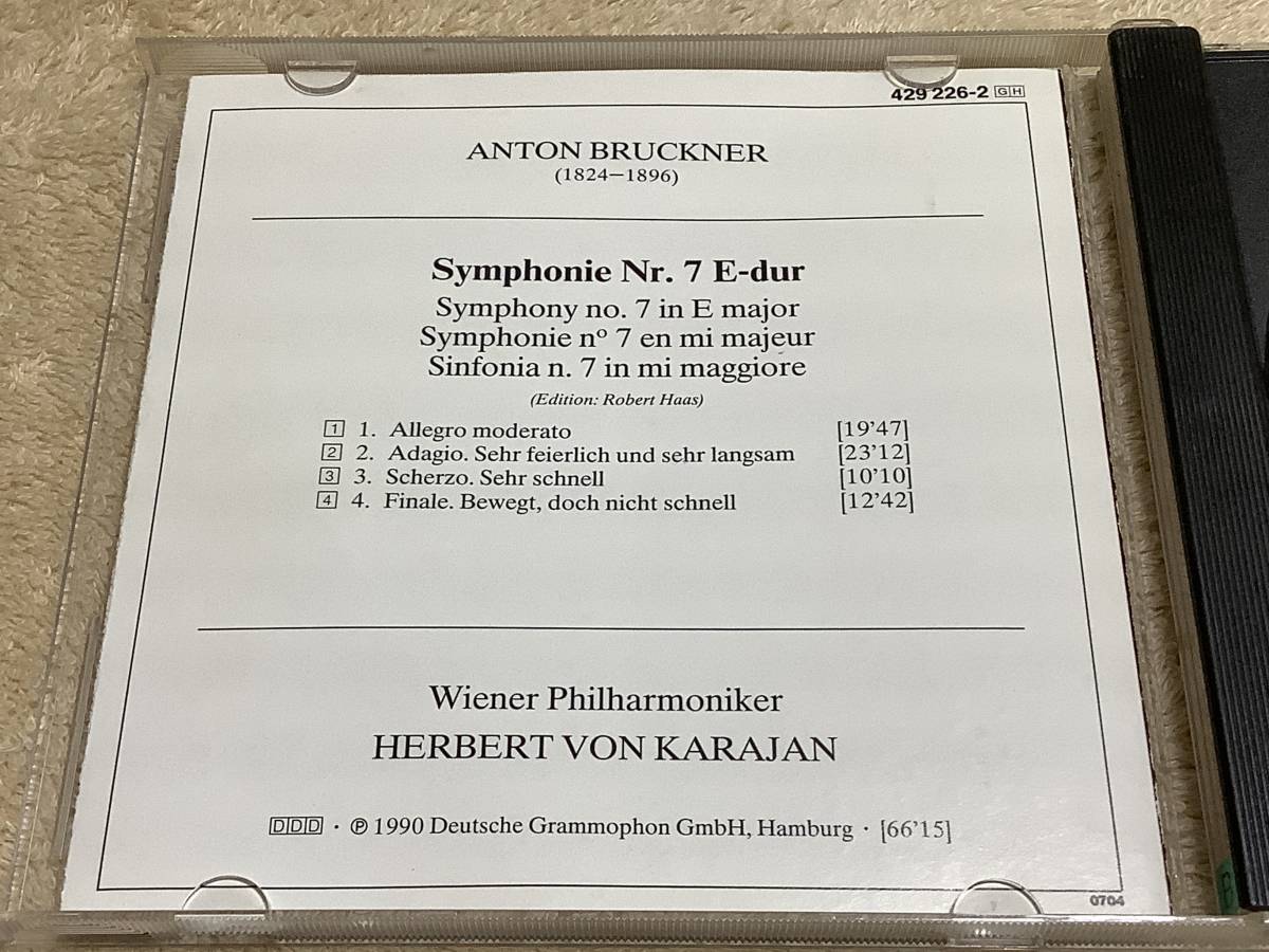 a 輸入盤 ブルックナー BRUCKNER : SYMPHONY NR.7 WIENER PHILHARMONICER / ヘルベルト・フォン・カラヤン KARAJAN 429 226-2_画像3