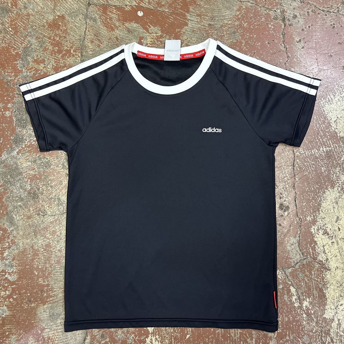 adidas アディダス 半袖ドライTシャツ 黒白 L レディース 八a1_画像1