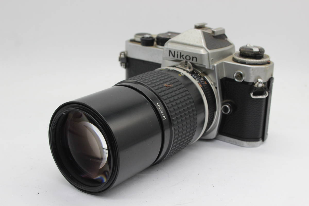 【返品保証】 ニコン Nikon FE Nikkor Ai-s 200mm F4 ボディレンズセット C7697