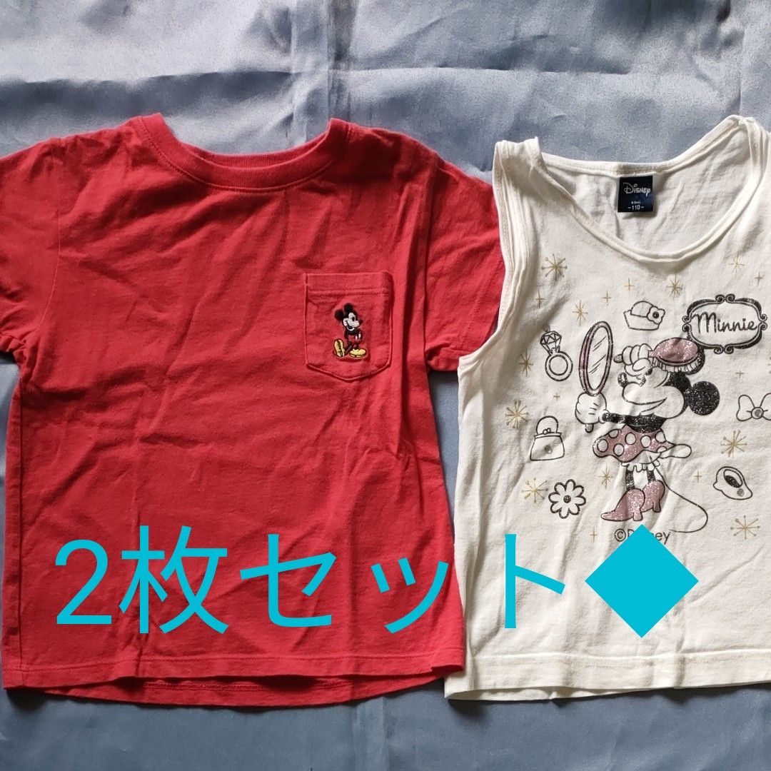 2枚セット◆UNIQLO90センチ赤Tシャツ&110ミニー白ランニング