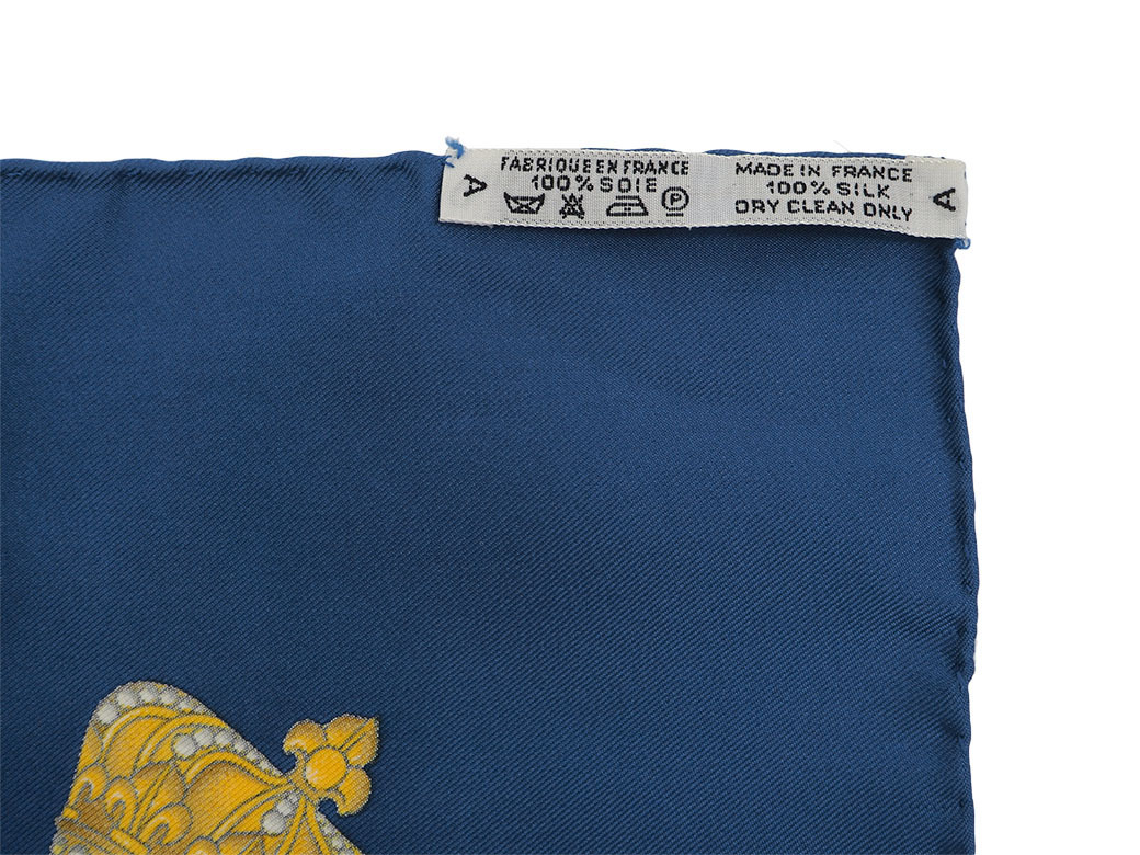 エルメス カレ90 スカーフ LES TAMBOURS タンブールの太鼓 ブルー レッド レディース シルク 正方形 HERMES 中古_画像10