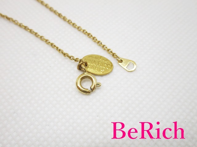 ニナリッチ NINA RICCI ラインストーン 付 デザイン ネックレス ペンダント ゴールド メッキ GP ジュエリー アクセサリー 【中古】 ba1955
