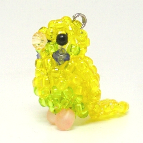 se regulation parakeet yellow Hulk in series 3 beads. small bird *3WAY strap / smartphone Jack / fastener charm atelier small bird shop san beads parakeet 