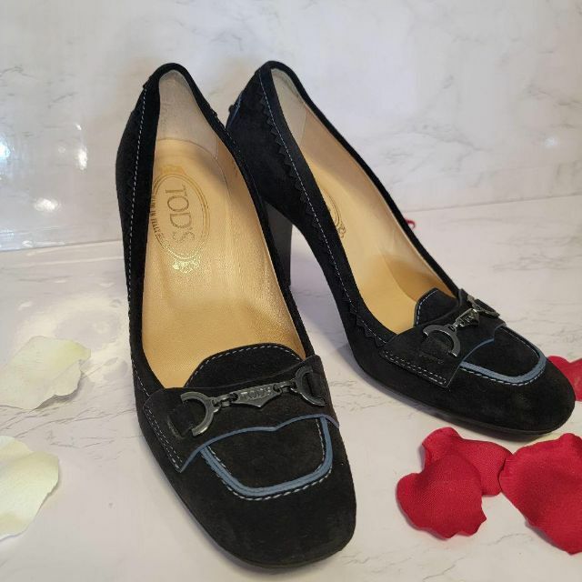 海外限定】 極美品 TOD'S パンプス ハイヒール チャンキーヒール