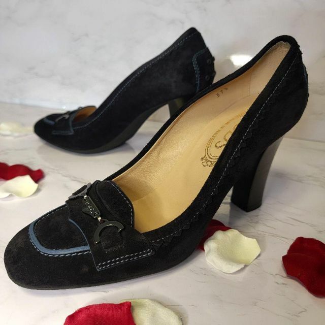 海外限定】 極美品 TOD'S パンプス ハイヒール チャンキーヒール