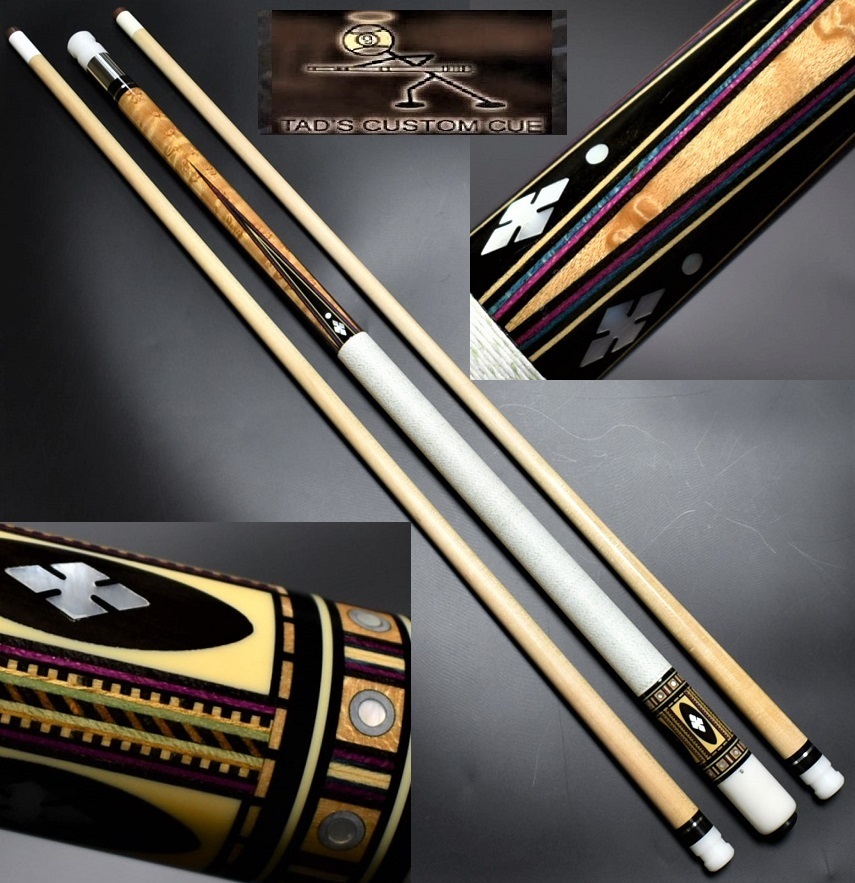 ◆Tad Custom Cues（タッド80’）4剣 18山 2シャフト 1インチロング＆314シャフト 新品レベル★_画像1