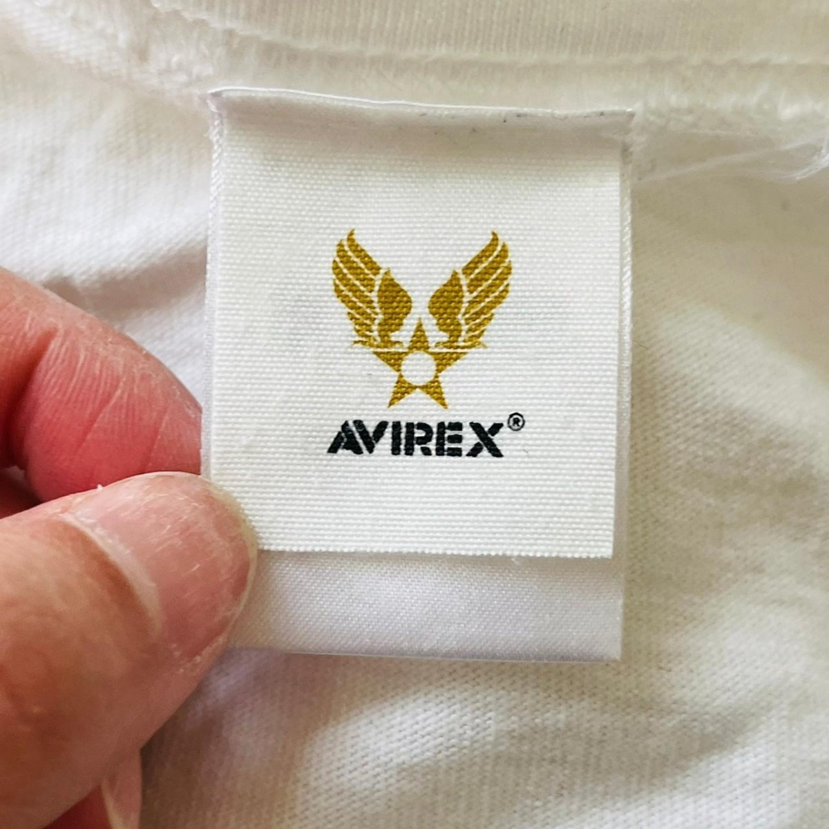 H3274cu AVIREX アヴィレックス Tシャツ メンズ サイズM ホワイト プリント 綿100％ アビレックス 半袖 星条旗 アメリカ国旗の画像10