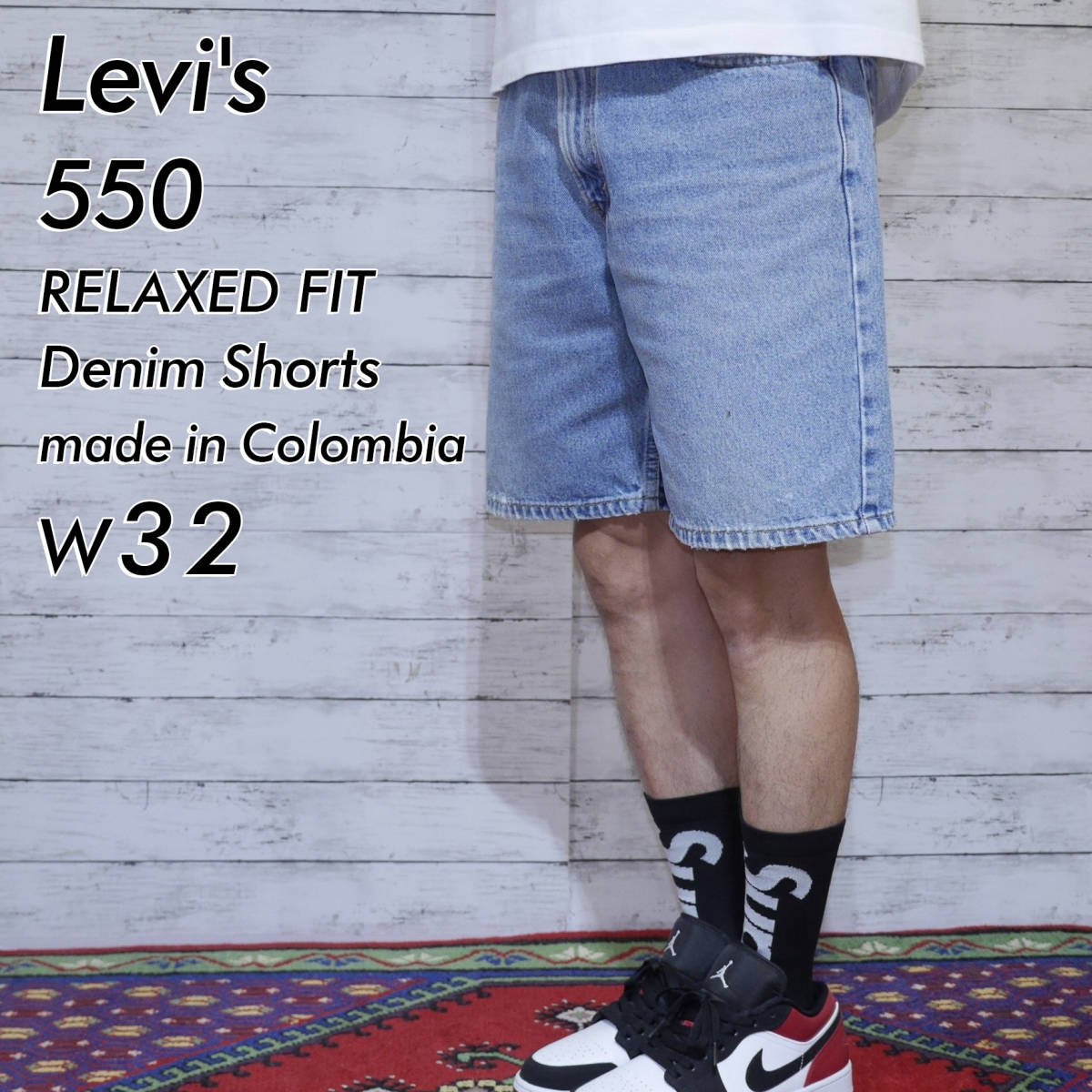 色薄め W32 リーバイス Levi's 550 デニム ハーフパンツ ショーツ RELAXED FIT リラックスフィット ショートパンツ デニムパンツ ジーンズ_画像1