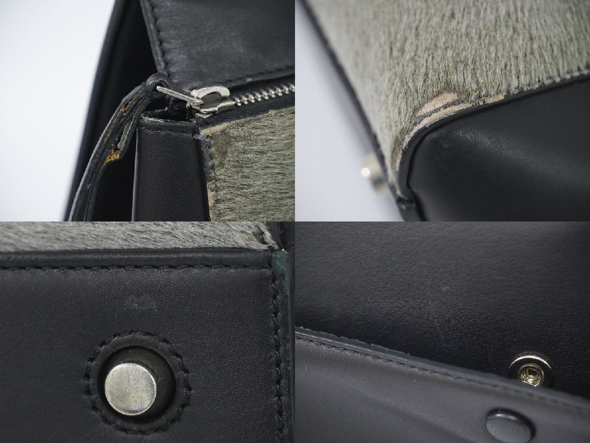 本物 セリーヌ CELINE エッジ ハンドバッグ レザー ハラコレザー