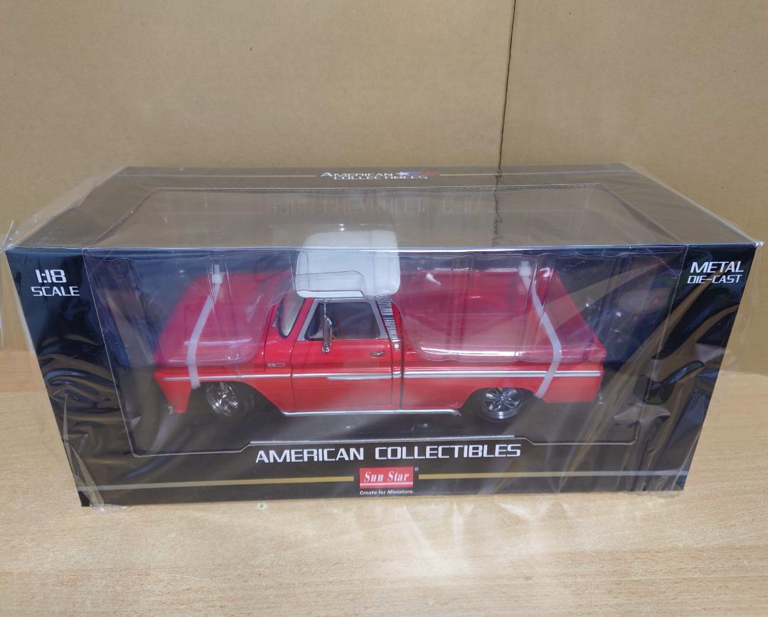1/18 Chevrolet C-10 style side pick up Lowrider 1965 red SunStar made die-cast made minicar 