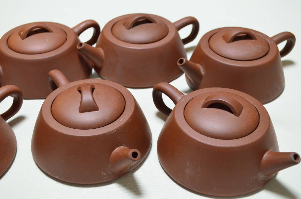 中国宜興 紫砂壺 朱泥 急須 煎茶 7個セット 旧家蔵出し