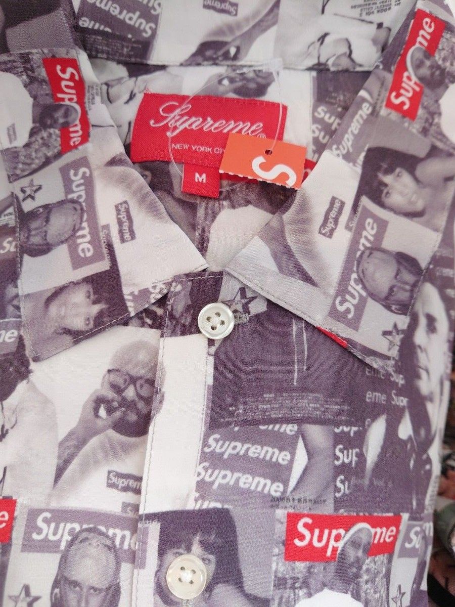 サイズM Supreme Magazine S/S Shirt Grey シュプリーム マガジンシャツ モノクロ 半袖シャツ