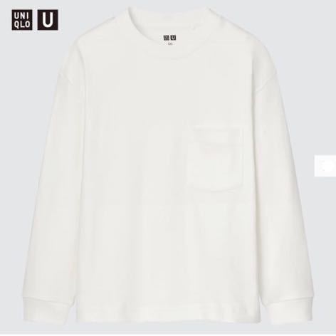 ユニクロ UNIQLO キッズ KIDS スーピマコットンクルーネックTシャツ オフホワイト 160cm 長袖Tシャツ 男女兼用_画像1