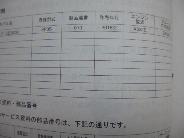 ヤマハ4サイクルジョグZRパーツリストCE50ZR（３P3S)3P3-28198-1S-JY新品送料無料