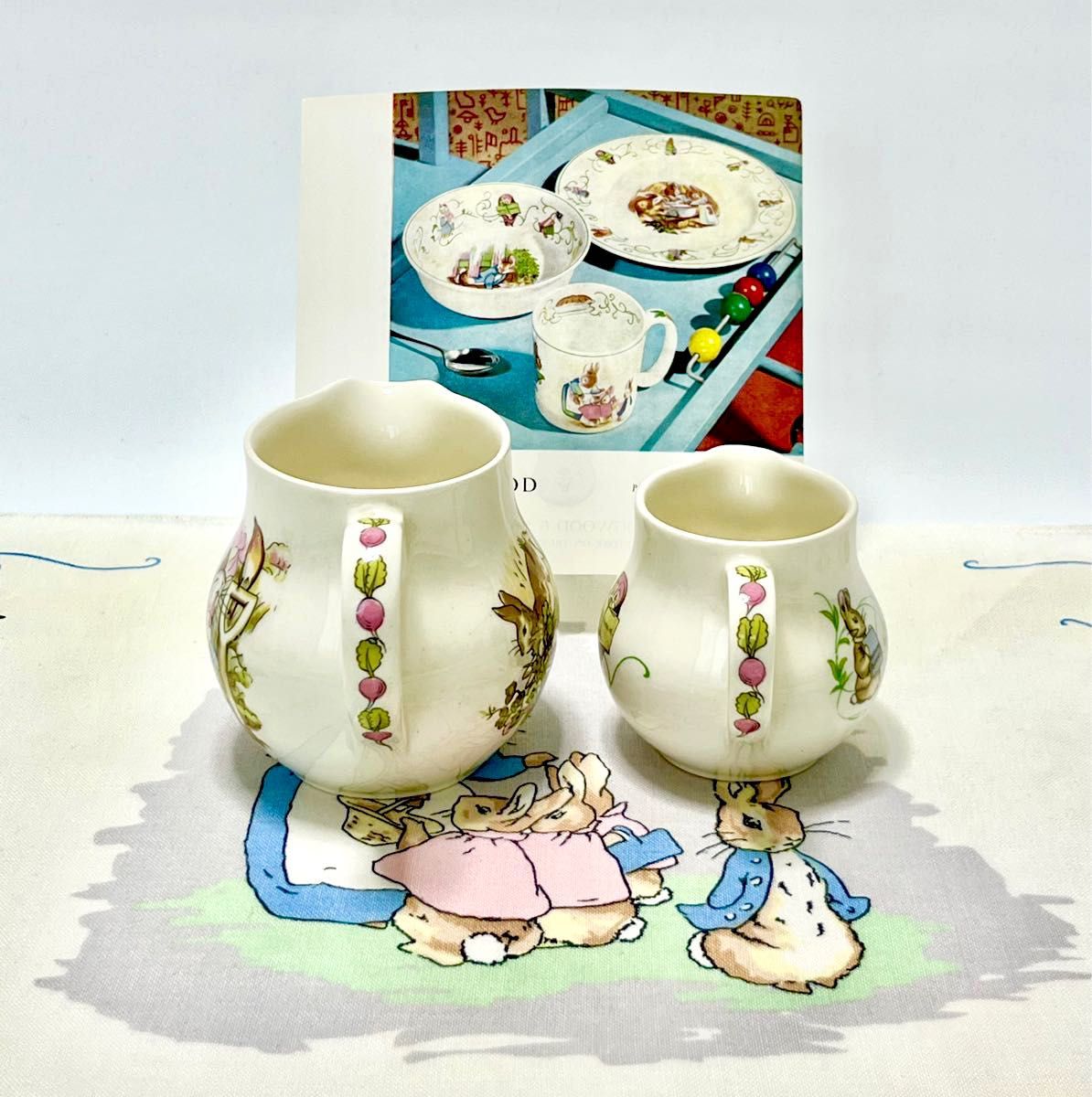 レア WEDGWOODピーターラビット グリーンライン クリーマー大小セット