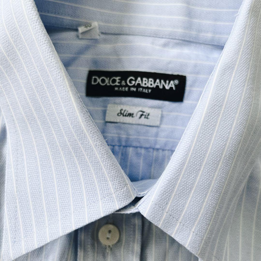 DOLCE&GABBANA ドレスシャツ ストライプ コットン 40 長袖 L|PayPayフリマ