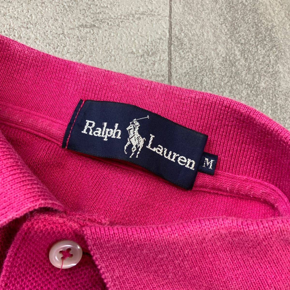 良品 Ralph Lauren ラルフローレン ワンポイント刺繍 鹿子 半袖 ポロシャツ レディース Mサイズ ピンク ゴルフ golf_画像6