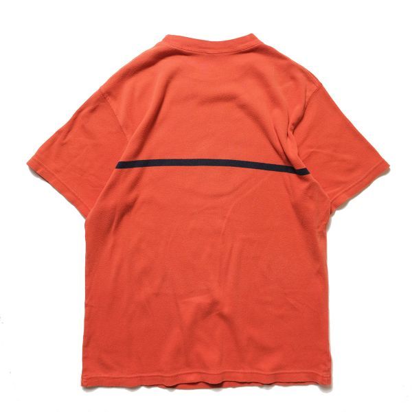 00's ギャップ GAP チェスト ボーダー クルーネック コットン Tシャツ (XL) オレンジ×紺 無地 フライス地 00年代 オールド 旧タグ Y2K_画像2