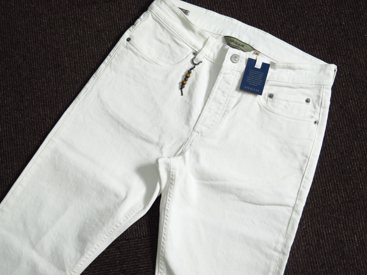 ☆SALE100日元〜☆☆新SIVIGLIA Shibiria [丹寧CORE]水洗拉伸錐形白色牛仔褲Size31 原文:☆SALE100円~☆新品☆SIVIGLIA シビリア【DENIM CORE】ウォッシュドストレッチテーパード ホワイトデニムパンツ Size31 