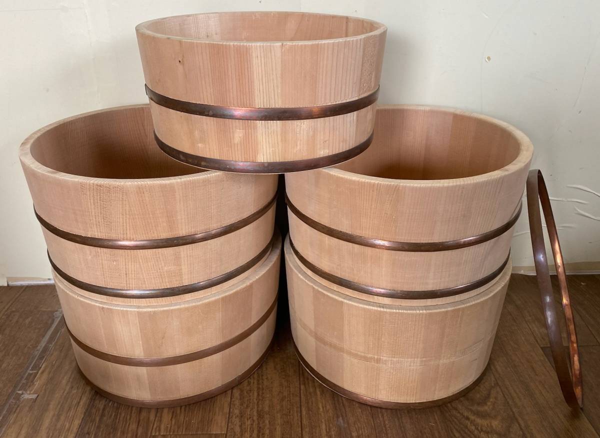 木工芸品 風呂桶・5個 椅子・2個 検;お風呂 古民具 レトロ