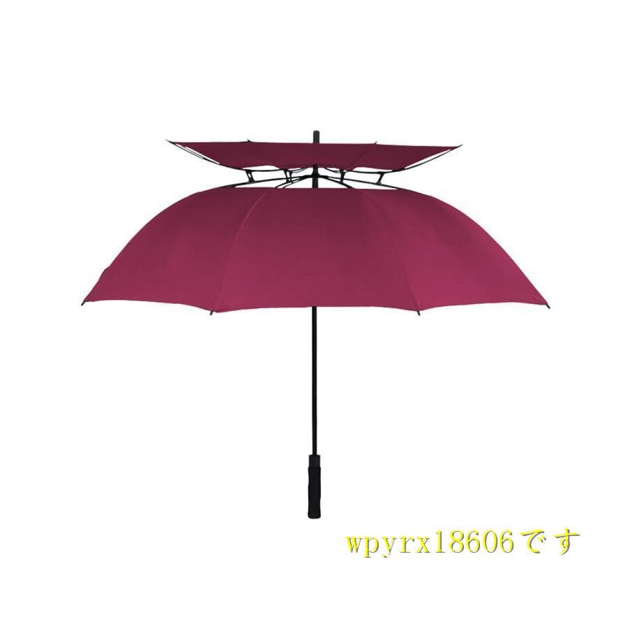 日傘 遮光 軽量 ゴルフ傘 大きい 風を通す二重構造 スポーツ観戦に最適 直径135cm 8本骨/ワインレッド_画像1