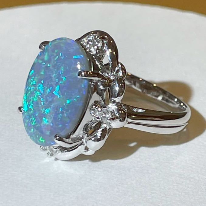 ☆Pt900 ブラックオパール3.94ct&ダイヤリング☆ | alfasaac.com
