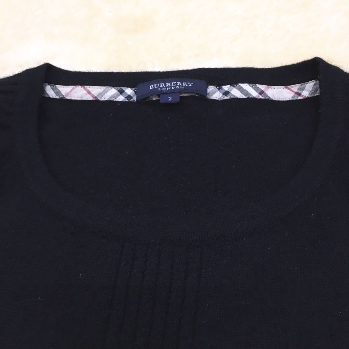 BURBERRY LONDON Burberry London cashmere 100% knitted sweater short sleeves hose Logo embroidery lady's size 2 three . association 