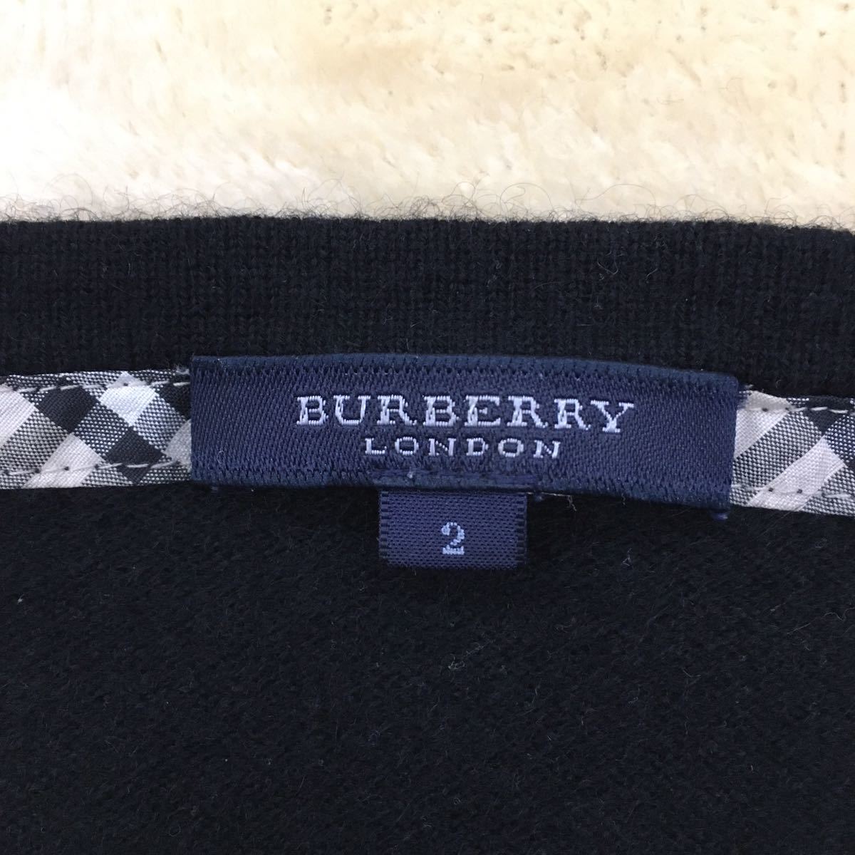 BURBERRY LONDON Burberry London cashmere 100% knitted sweater short sleeves hose Logo embroidery lady's size 2 three . association 