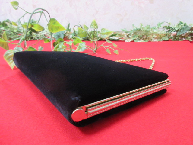 [GY3975/6] wedding * party .! velour clutch bag handbag party bag black 14.5×20cm