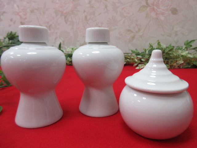 【GY4010/6】神具　神棚用品　陶器製　瓶子2点+水玉　計3点セット_画像3