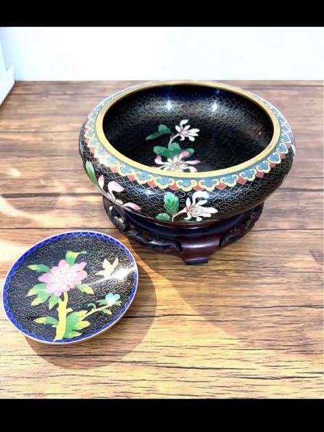 2点セット 七宝焼 中国美術 円式版 唐物 台座付き お皿 | karasica