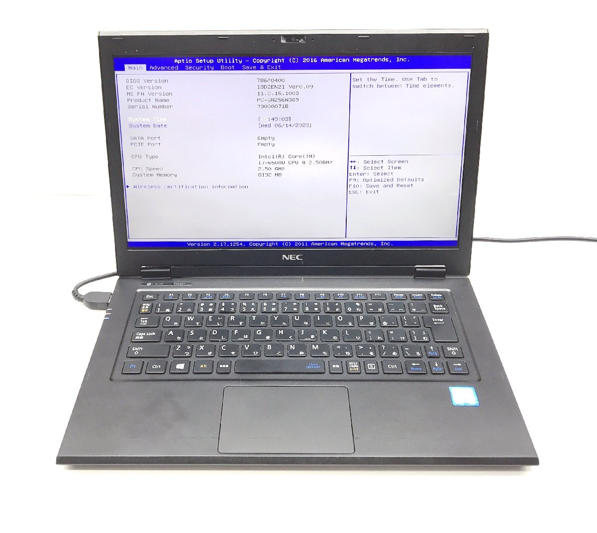 NT: NEC LAVIE Direct PC-GN256W3G9 Corei7-6500U 2.50GHz /8GB /ストレージ無/バイオスOK/無線 ノート　_画像1