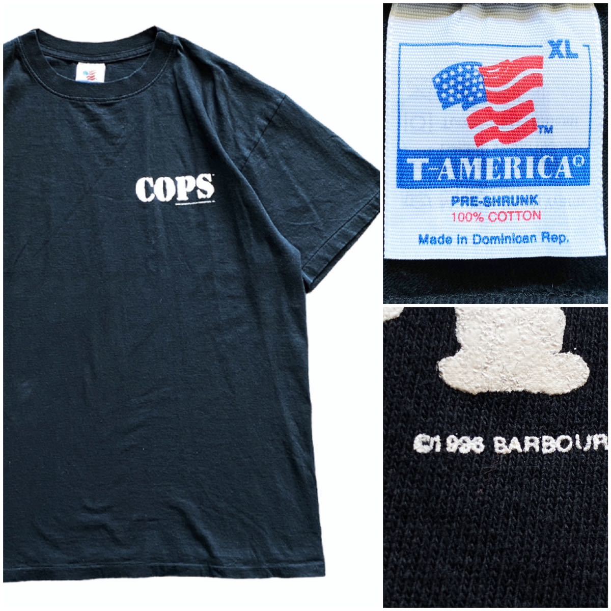 USA TVドラマ 90's 1996年 COPS コップス ヴィンテージ ムービー 映画 Tシャツ ブラック 黒 XL シングルステッチ コピーライト アメリカ