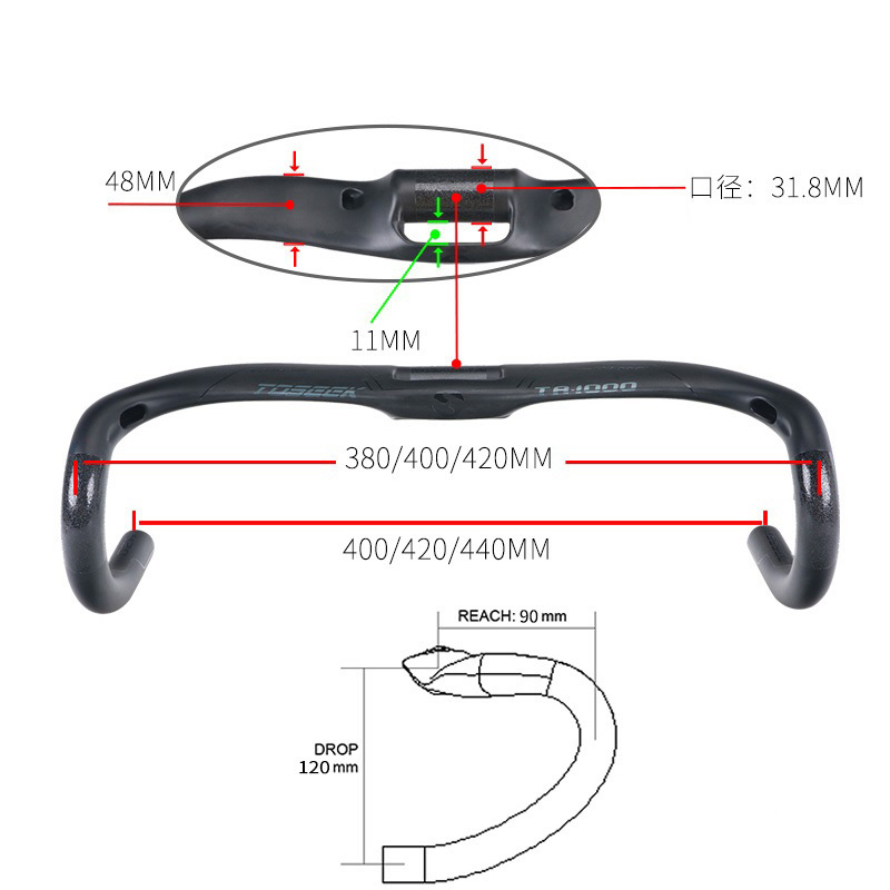 TOSEEK カーボンハンドルドロップハンドル ロードバイクハンドル ピストハンドル コンピューターマウント付き TK059_画像5