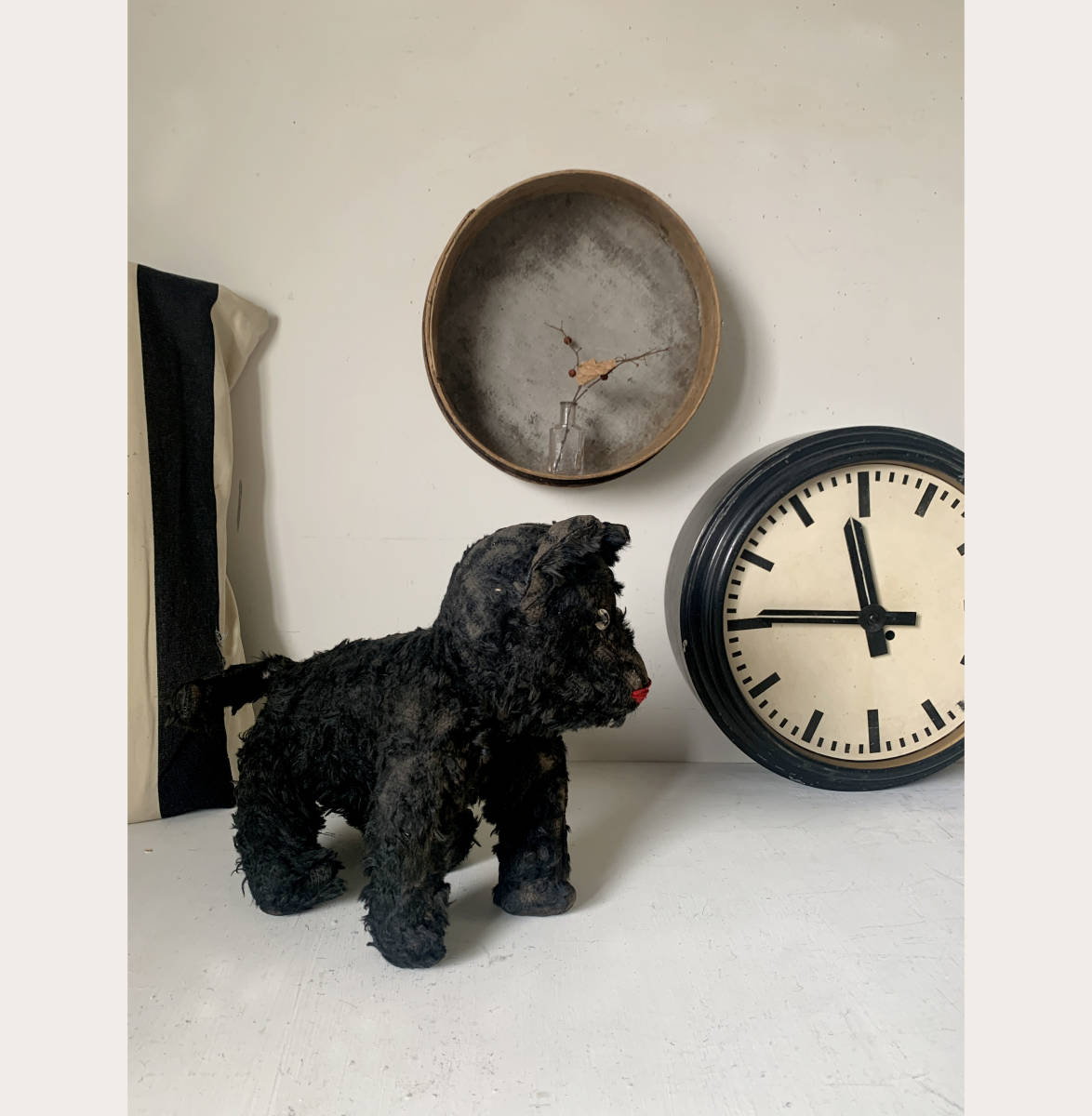 フランス 1900-30s 黒 犬 ぬいぐるみ 木毛 オブジェ おもちゃ 什器 民藝 美術 骨董 ヴィンテージ アンティーク