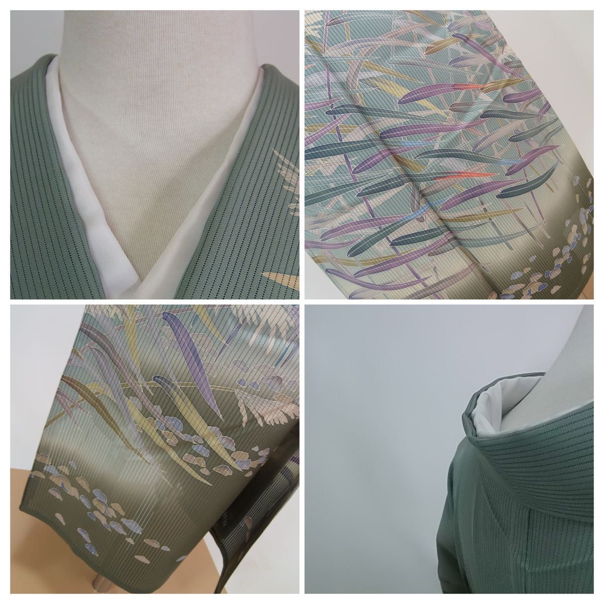 美品 加賀草木友禅作家田村哲彦作 夏着物 縦絽 訪問着 落款 草花文 きぬた誂え