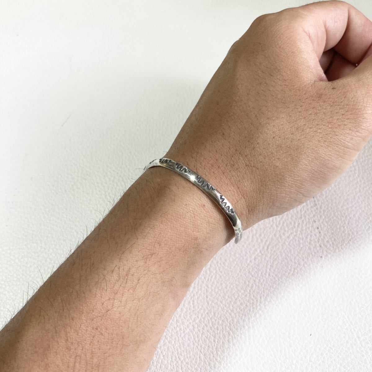 silver950 スタンプワーク シルバー バングル ブレスレット