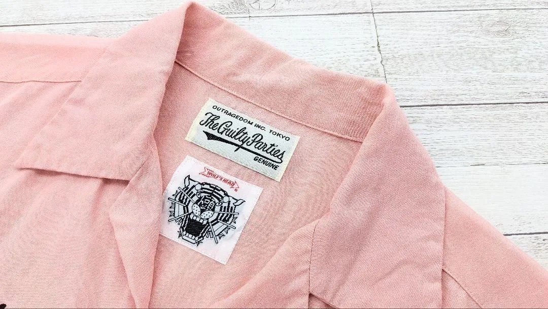 WACKO MARIA WOLF*S HEAD Wacko Maria . collar open color short sleeves shirt M 15ss pink ... thread print rayon 