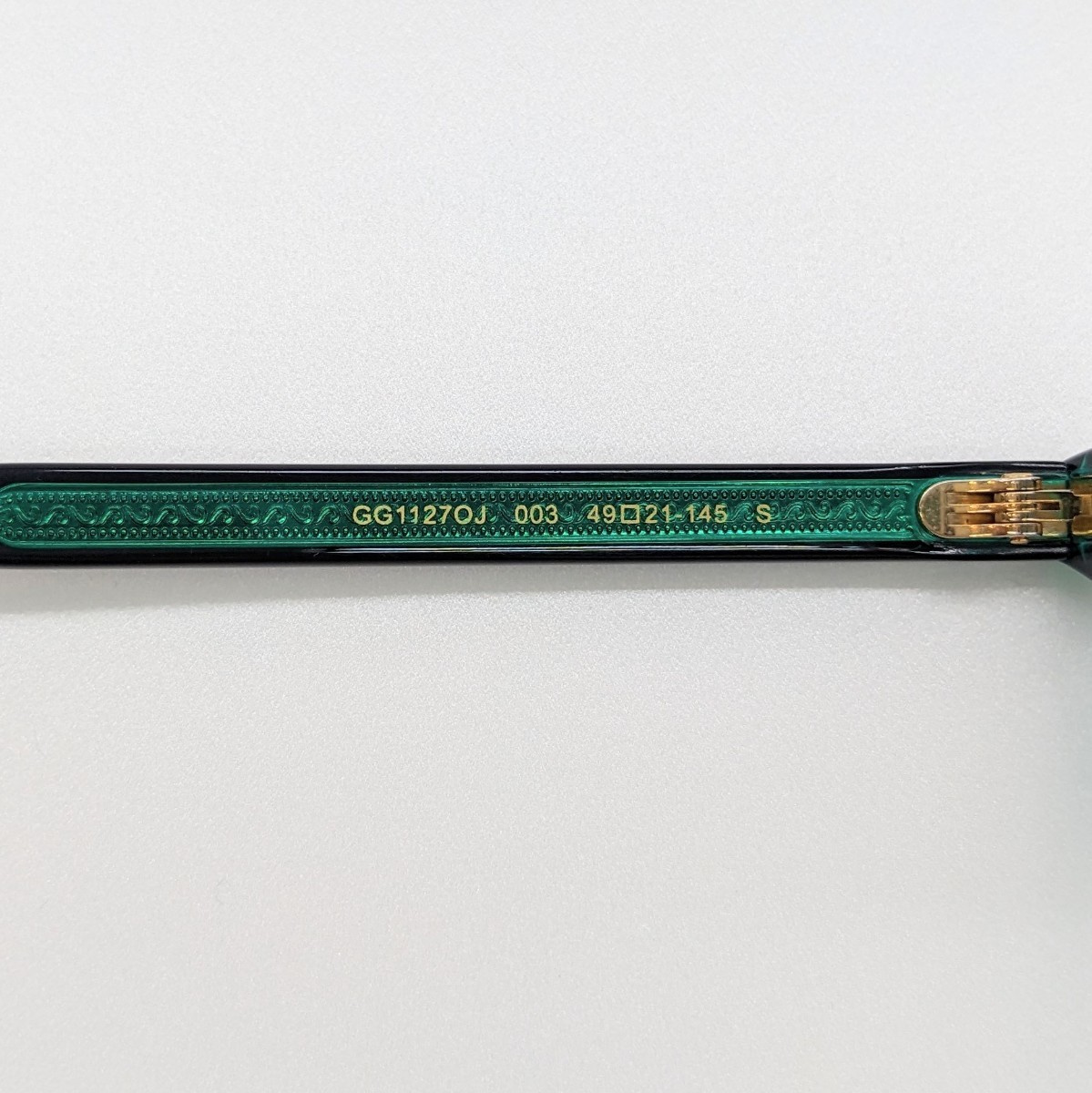 美品 GUCCI グッチ GG1127OJ 003 伊達メガネ ウェリントン デモレンズ ブラック グリーン 日本製