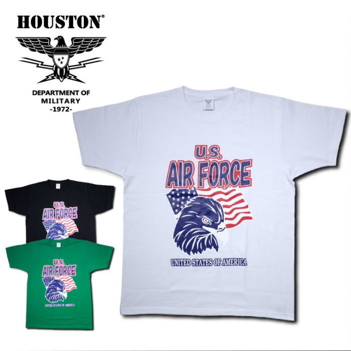 特価　HOUSTON　グリーン　Lサイズ　U.S.AIR FORCE　アメリカンイーグル　半袖　アウトドア　Tシャツ　ミリタリー　20200729-8L #21500