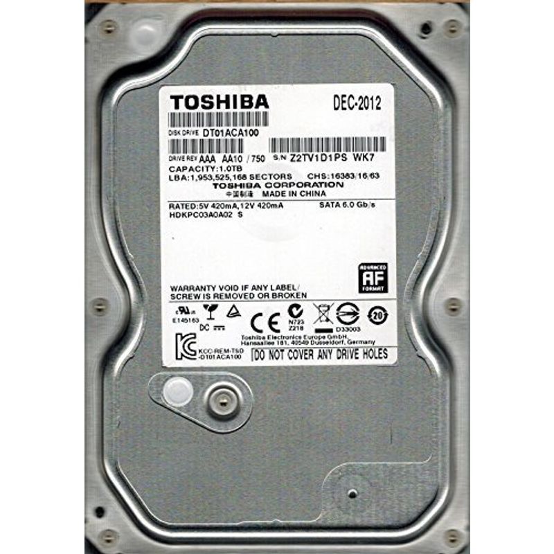 Toshiba DT01ACA100 HDKPC03A0A02 1TB 並行輸入品_画像1
