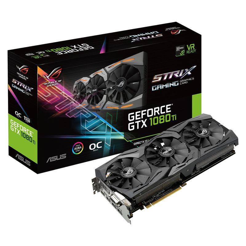 ASUS R.O.G. STRIX series NVIDIA GeForce GTX1080Ti installing video card base clock 1569MHz