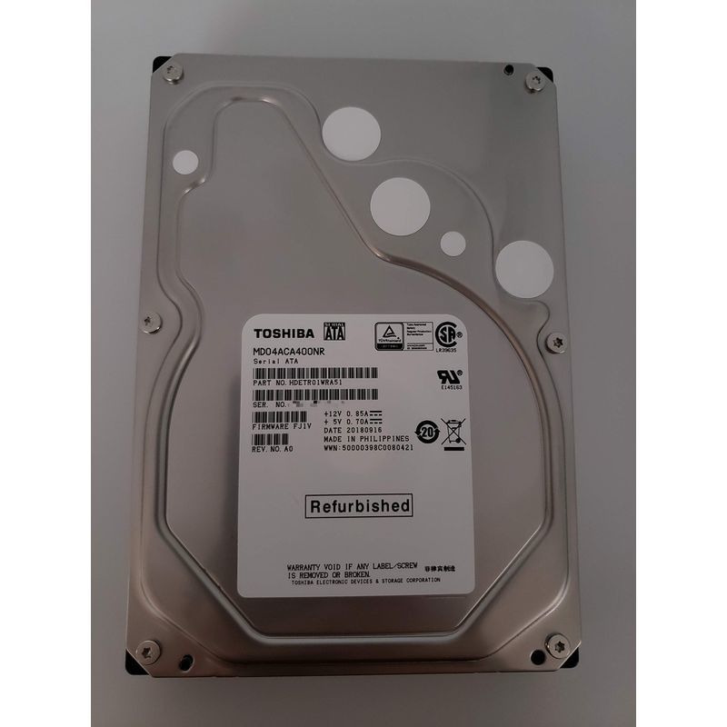 東芝 4TB 7200RPM SATA 6Gb/s 128MB キャッシュ 512 ネイティブMD04ACA400N (認定整備済み)_画像1