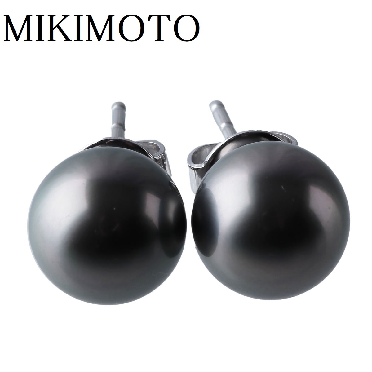 高級感 ブラックパール9.5mm ピアス パール ミキモト K18WG MIKIMOTO